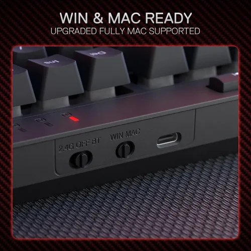 Vista 7 de Redragon S142 Combo de teclado y mouse inalámbricos para juegos, teclado de membrana RGB K515 PRO de 98 teclas y mouse inalámbrico de 4800 DPI