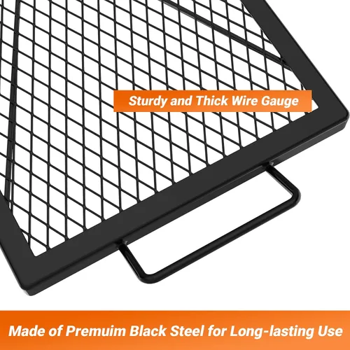 Vista 3 de onlyfire Parrilla de Cocción Rectangular con Marcas en X para Fogata Barbacoa, Rejilla de Parrilla BBQ de Acero Extra Resistente para Fogata