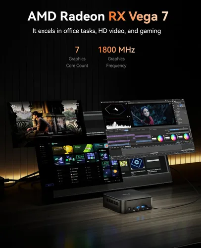 Vista 4 de KAMRUI Mini PC E3B con AMD Ryzen 5 7430U (Beat 5500U, hasta 4.3GHz), 16GB DDR4 512GB M.2 SSD Mini computadora, Mini PC para juegos con USB tipo C