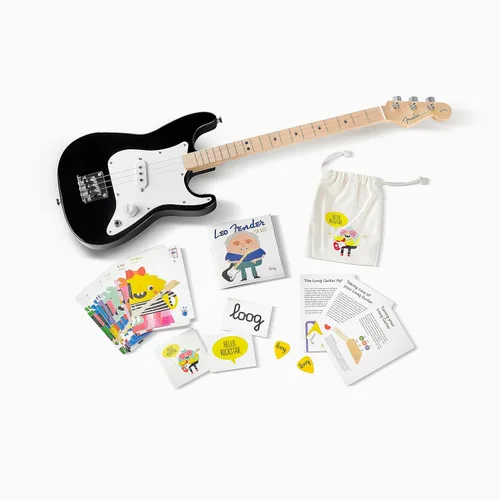 Vista 6 de Fender x Loog Guitarra Eléctrica de 3 Cuerdas Stratocaster para Niños, Kit para Principiantes de 3 Cuerdas (Candy Apple Red)
