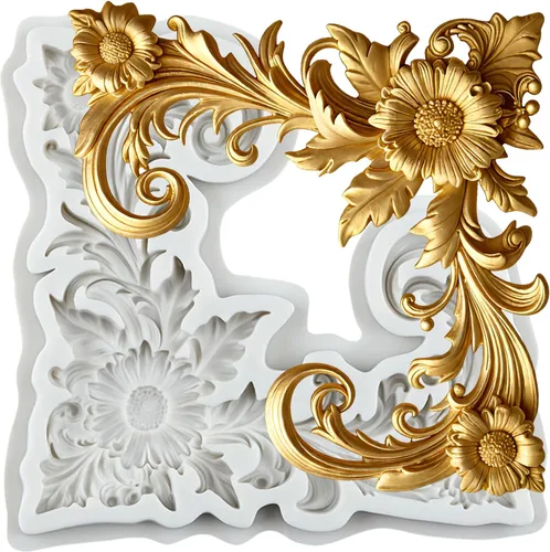 Vista 37 de Moldes barrocos de fondant de encaje de flores, moldes de silicona para curvas, molde de alivio de volutas para decoración de pasteles, decoración