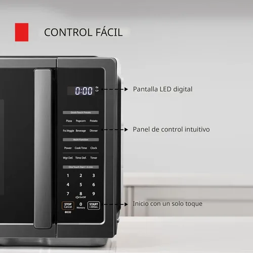 Vista 5 de TOSHIBA ML4-EM09PA(BS) - Horno microondas pequeño de encimera con 6 menús automáticos, función de silencio, bloqueo infantil, artículos esenciales