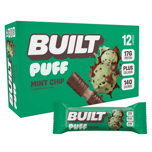 Vista 17 de Built Puffs - Barras de proteínas de 12 unidades, barras energéticas altas en proteínas, colágeno, sin gluten, cubiertas de chocolate, bajas