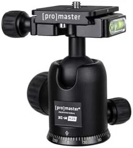 ProMaster XC-MH26 - Cabezal de bola - Negro, construcción de aleación de aluminio resistente con rotación de 360 grados para fotografía profesional,