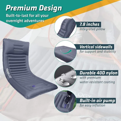 Vista 6 de TREKOLOGY Colchoneta para dormir para camping – Colchoneta Infaltable – 73.2 x 29.9 pulgadas Premium con bomba incorporada, almohada de soporte