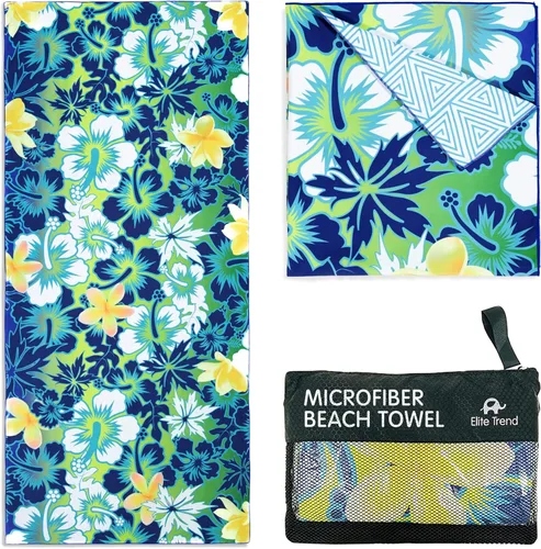 Vista 31 de Elite Trend Toalla de secado rápido, extra grande de 78 x 35 pulgadas, toalla de playa de microfibra, perfecta para la playa, viajes, natación