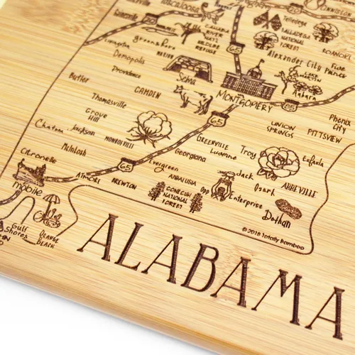 Vista 3 de Totally Bamboo A Slice of Life Alabama State Tabla de servir y cortar, 11 x 8.75 pulgadas