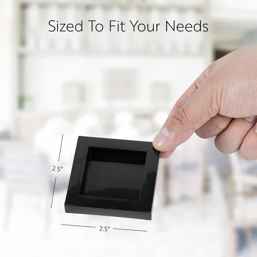 Vista 2 de Restaurantware Platos de postre de 2.5 x 2.5 pulgadas, 100 platos desechables para aperitivos, para alimentos fríos, mini platos de plástico negro