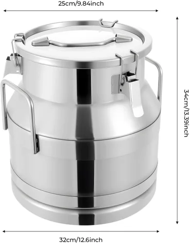 Vista 5 de Lata de leche de acero inoxidable con grifo, 20L/5.28 galones, 201 cubos de leche de acero 201, contenedor de leche, contenedor de líquido, lata