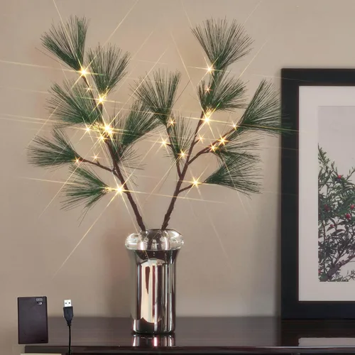 Vista 8 de Hairui - Ramas de sauce iluminadas con temporizador, 70 luces LED blancas cálidas, ramas artificiales de diente de león con luces, 27 pulgadas