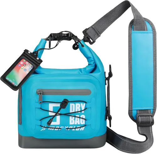 Vista 34 de MORXPLOR Dry Bag impermeable, 5L/10L/20L/30L Roll Top Dry Bag Mochila con funda impermeable para teléfono para nadar, kayak (verde militar, 5L)