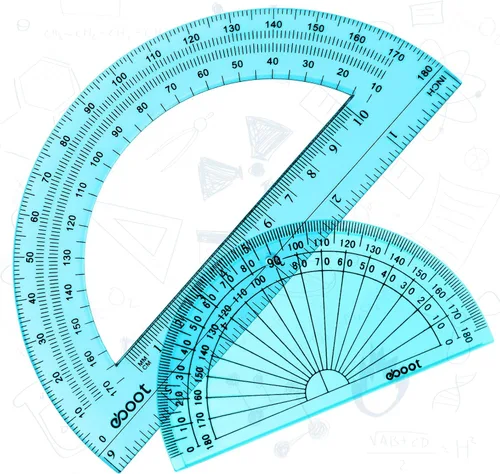 Vista 4 de EBOOT 2 transportadores de plástico transparentes de 180 grados para geometría, 4 pulgadas y 6 pulgadas (azul)