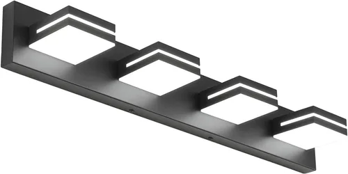 Vista 57 de SineRise Moderna lámpara LED para tocador de baño (2 luces, 15.5 pulgadas, regulable), madera marrón, pintada de acrílico, moderna lámpara de pared