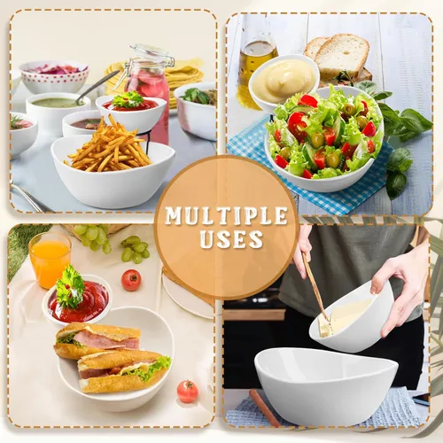 Vista 3 de Juego de 2 platos para servir chips y salsas de 2 niveles, plato de porcelana para aperitivos y platos con soporte para alimentos, tacos, bar