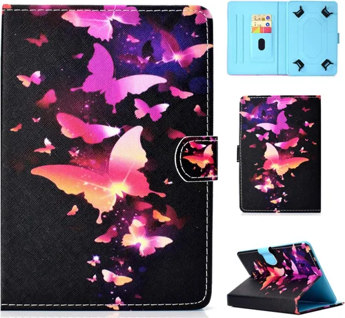 Vista 33 de Funda universal para tablet de 7 pulgadas, piel sintética [ranuras para tarjetas], cubierta magnética, para Samsung Galaxy Tab E/Tab A 7.0, Fire 7