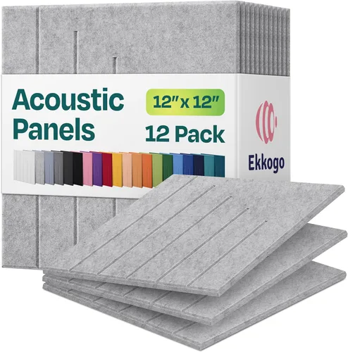 Vista 73 de Paquete de 12 paneles acústicos con aislamiento de sonido para paredes 12 x 12 x 0.4 pulgadas Paneles decorativos para amortiguación de sonido
