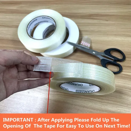 Vista 6 de CHUANGSEED Paquete de 3 Cinta de Fleje de Monofilamento 6.2mil x 1 Pulgada x 60 Yardas Grado Comercial Uso Pesado Transparente Cinta de Fibra