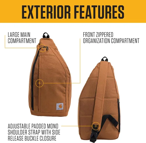 Vista 2 de Carhartt Bolso bandolera duradero, mochila cruzada con hebilla de liberación lateral, funda para tableta y correa ajustable, Greenstone