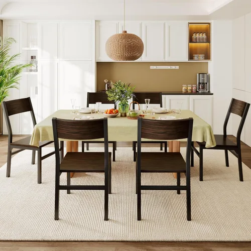 Juego de 6 sillas de comedor Feonase, sillas de cocina modernas con respaldo ergonómico, tablero de MDF y patas de metal, sillas de cena para