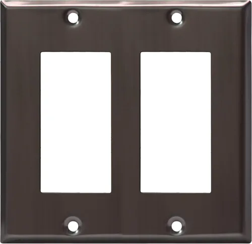 Vista 4 de ENERLITES Placa de pared de metal con interruptor decorativo doble, tapa de tomacorriente, resistente a la corrosión, tamaño estándar de 2