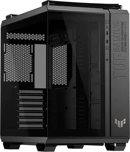 Vista 13 de ASUS TUF Gaming GT301 - Funda para juegos de torre media, soporte ATX, ventiladores preinstalados, panel frontal de panal de alto flujo de aire