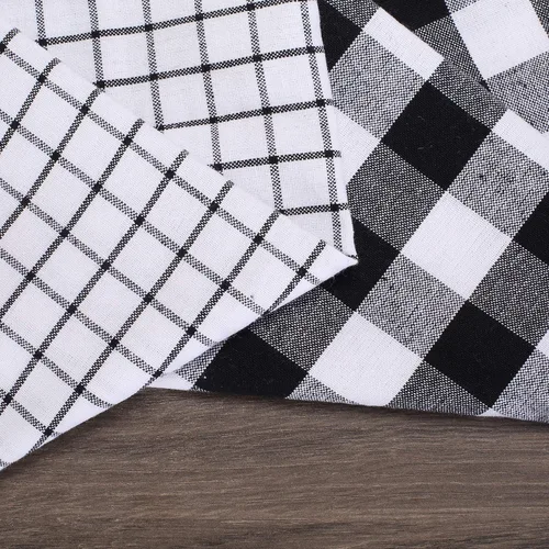 Vista 3 de Toalla de cocina tejida a cuadros de 18 x 28 pulgadas, color negro/blanco, 100% algodón, secado rápido, paños de cocina, toallas de bar, altamente