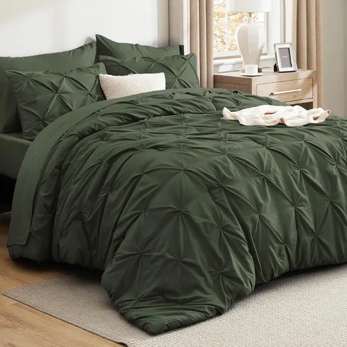 Vista 72 de Bedsure Juego de edredón tamaño King extragrande gris - Juego de ropa de cama en una bolsa de 7 piezas, juego de cama pintuck GentleSoft™ gris
