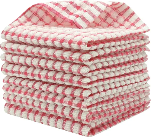 Vista 12 de Paños de cocina de rizo de algodón, suaves y absorbentes, paños de cocina (rejilla negra, paños de cocina de 13 x 13 pulgadas)