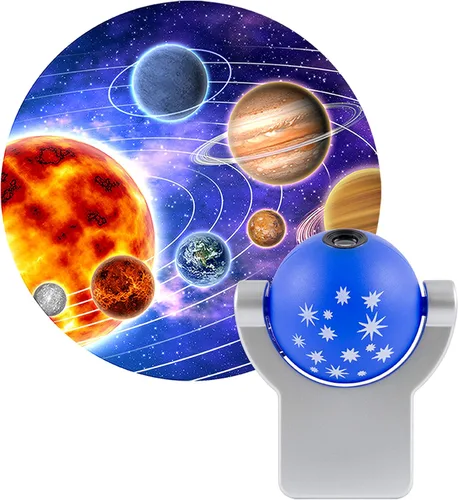 Projectables Solar System LED Night Light, Plug-In, Dusk-to-Dawn Sensor, Auto On/Off, Galaxy Projector, Planets, Ideal for Children's Bedroom,