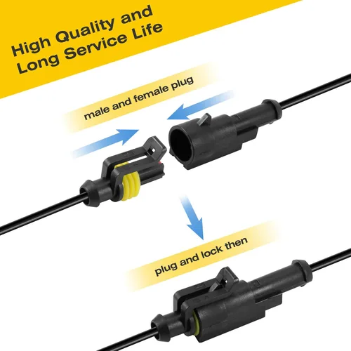 Vista 4 de RDBS Kit de 10 conectores de cable eléctrico de 1 clavija, enchufe macho y hembra impermeables de 1 vía para automóvil, camión, motocicleta, barco