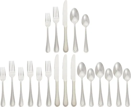 Vista 9 de Yaxa Basics Juego de cubiertos, cubiertos de acero inoxidable, apto para lavavajillas, servicio para 4, 20 piezas de tenedores y cucharas, borde