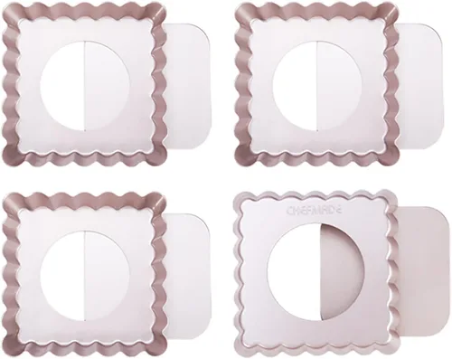 Vista 10 de CHEFMADE Juego de mini sartenes rectangulares de 2 x 4 pulgadas, 4 piezas con parte inferior suelta extraíble, antiadherente, oblongo para hornear