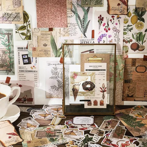 Vista 5 de Kit de 260 piezas de suministros vintage para scrapbooking estético y journaling, gran colección para bullet journals y junk journals, collage