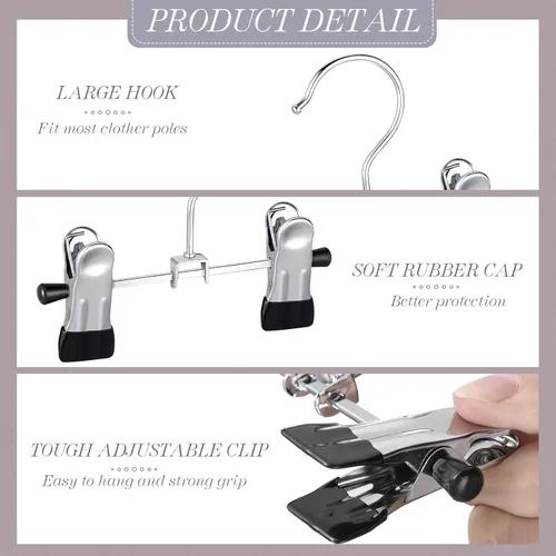 Vista 4 de Yinkin 30 ganchos de acero para botas con 2 clips ajustables, ganchos multifuncionales, clips portátiles para colgar, pinzas resistentes para ropa