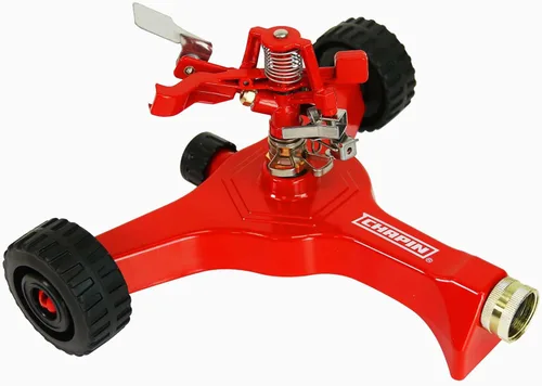 Vista 9 de Chapin 4986: Aspersor giratorio de 3 brazos, automático de 360 grados para jardines pequeños y césped, área de cobertura de hasta 45 pies, color rojo