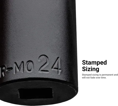 Vista 6 de Capri Tools Juego de llaves de vaso de impacto profundo de 1/2 pulgada, 10 a 1.063 in, métricas, 18 piezas