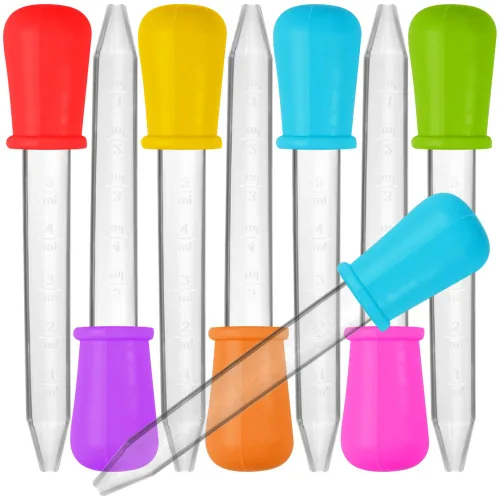 8 piezas de cuentagotas líquidos, SENHAI pipetas de silicona y plástico con punta de bulbo para aceite de caramelo, cocina, niños, elaboración de