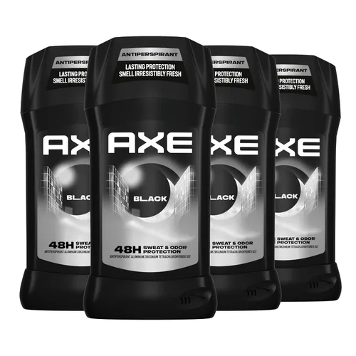 AXE Barra antitranspirante para hombre, color negro, paquete de 4, 2.7 Protección contra el sudor y el olor durante 48 horas para una frescura