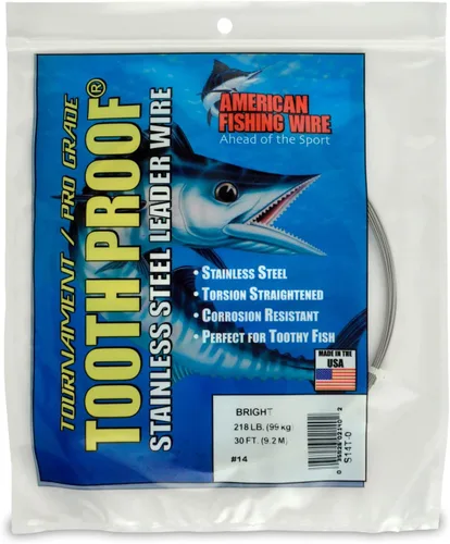 Vista 17 de AFW Alambre Líder Duro de Una Hebra de Acero Inoxidable a Prueba de Dientes - Brillante y Camuflaje para Tiburón, Barracuda, Caballa Real, Wahoo