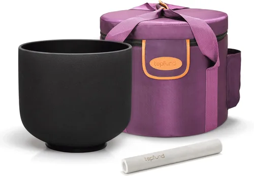 Vista 10 de TOPFUND Chakra de raíz de cuenco de cristal con nota C de 432 Hz de 8 pulgadas con estuche de transporte resistente y mazo de cuenco para cantar