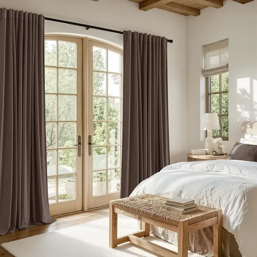 Vista 6 de MIULEE Cortinas de lino 100% opacas para dormitorio, 40 pulgadas de ancho x Marrón Oscuro