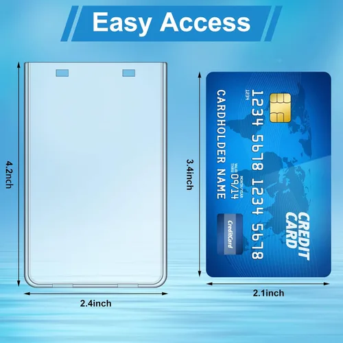 Vista 2 de Tinlade Paquete de 10 portatarjetas de plástico duro con bloqueo permanente, soporte vertical transparente para tarjetas de identificación, funda