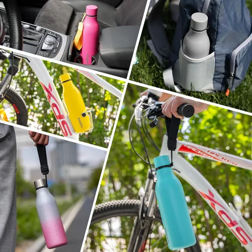 Vista 5 de BJPKPK - Botellas de agua aisladas, botella de agua de metal de acero inoxidable de 25 oz con correa, jarras, tazas, frascos libres de BPA a prueba