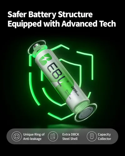 Vista 5 de EBL - Combo de 16 pilas AA y AAA con 8 pilas recargables AA de 2300 mAh y 8 pilas recargables AAA de 800 mAh