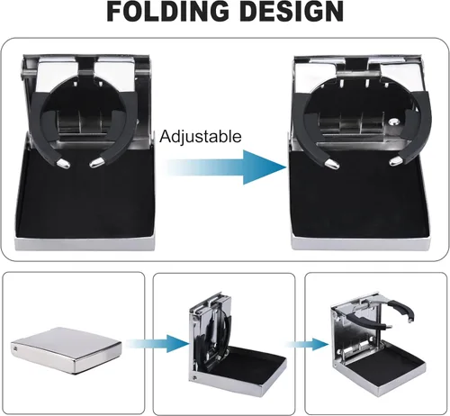 Vista 3 de 2 piezas Portavasos para barco, soporte ajustable de acero inoxidable para tazas, botellas y bebidas, portavasos plegables para barco marino, barco