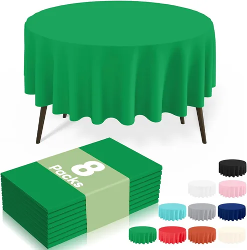 Vista 38 de misaya Paquete de 4 manteles desechables de plástico, mantel redondo impermeable de 84 pulgadas, a prueba de fugas y resistentes manteles Beige