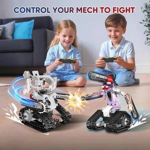 Vista 4 de Kit de construcción de robot RC STEM 5 en 1 para niños, juego de constructor de APP y control remoto, juguetes RC para niños bloques 419 piezas