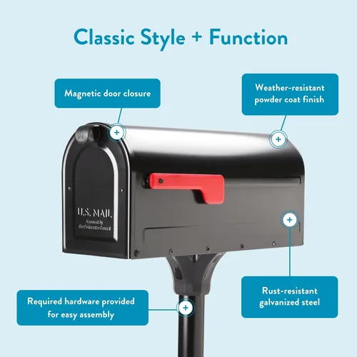 Vista 5 de Architectural Mailboxes 7680B-10 MB1 Kit de buzón de montaje y poste en tierra, mediano, negro