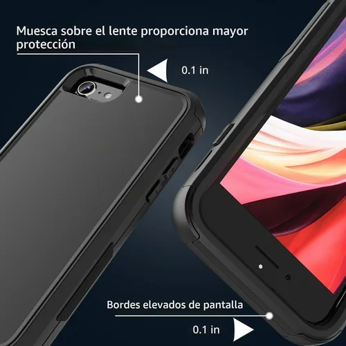 Vista 4 de X-belmox Funda resistente para iPhone SE 3ª generación a prueba de golpes Negro