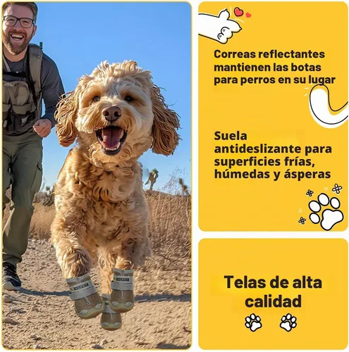 Vista 3 de Hcpet - Zapatos para perros, para perros grandes, botines transpirables para perros pequeños y medianos, botas antideslizantes para perros Verde